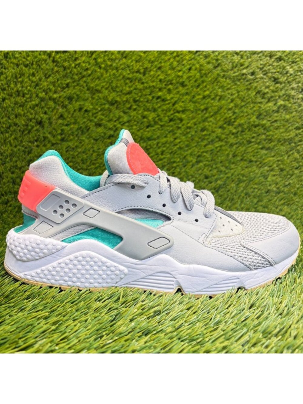 Nike Air Huarache Mens Size 10 Gray Teal Pink Athletic Running Shoes Sneakers